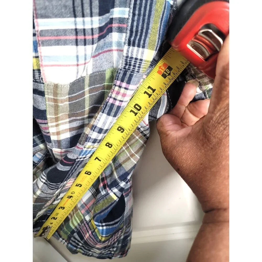 Old Navy Patchwork Madras Cargo Shorts Mens 34Multicolor Plaid Preppy Y2k 90s‎